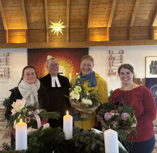 Einführung der Dekanatsfrauenbeauftragten: Syndi Schumann, Pfarrerin Christine Kern, Simone Adler und Barbara Haßler (v.l.)