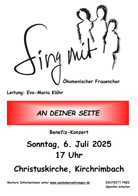 Plakat für das Benefizkonzert Sing mit am 06. Juli 2025 in Kirchrimbach